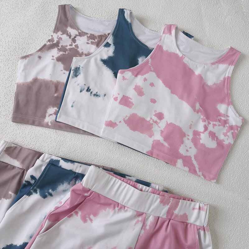 Conjunto de dos piezas formado por camiseta sin mangas y pantalón corto, secado rápido, para mujer, para Fitness, correr, informal
