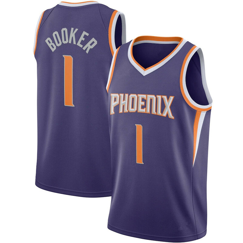 Camisa de basquete masculina phoenix suns devin 1 # booker chris 3 # paul city edition swingman e all-star costurado
