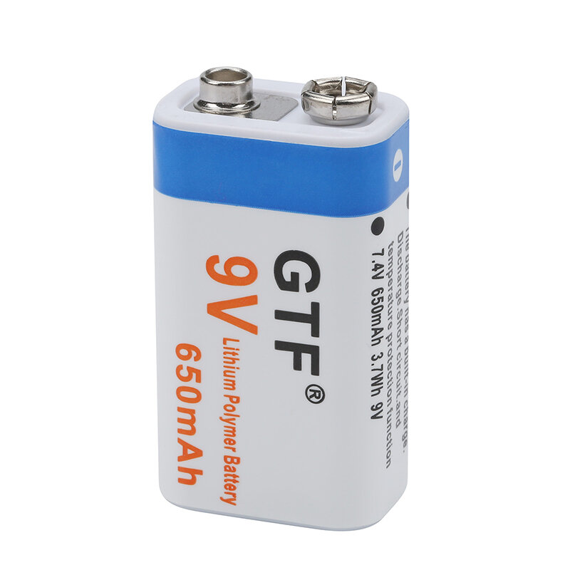 Bateria de íon-íon gtf de polímero, original, 100%, 9v, 500mah, 650mah, recarregável, plugue / eua, 9v, carregador de bateria