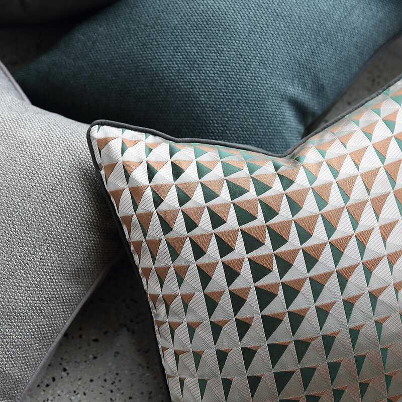 Dunxdeco capa de almofada decorativa, capa de almofada moderna e artística de luxo geométrica jacquard de alta qualidade, decoração de cama para sofá