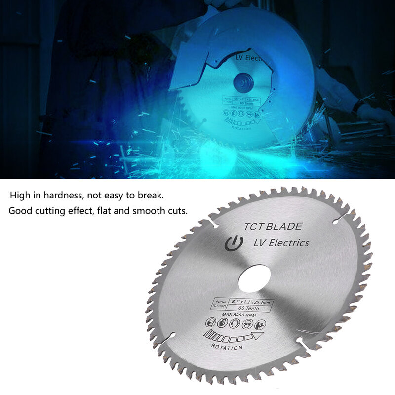 7 disc (180mm) 60 dentes carboneto circular viu a lâmina de corte disco para aço alumínio madeira plástico uso geral lâminas de serra