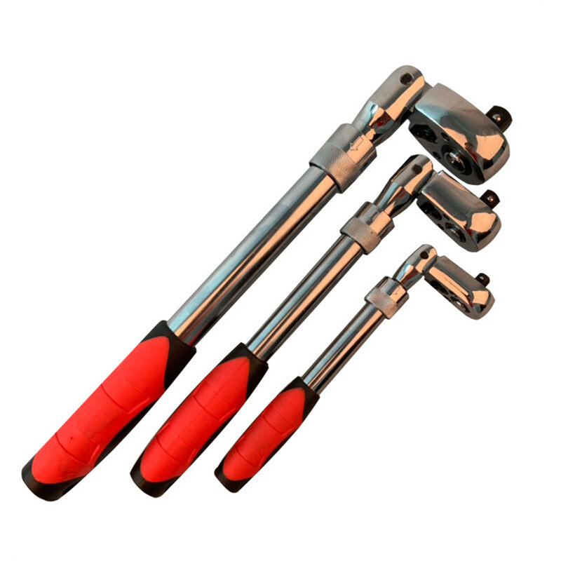 72ฟันTelescopic Ratchet Spannerอัตโนมัติอย่างรวดเร็ว1/4 1/2 3/8สามารถปรับ90องศาScaffold Ratchet Handle Wrench
