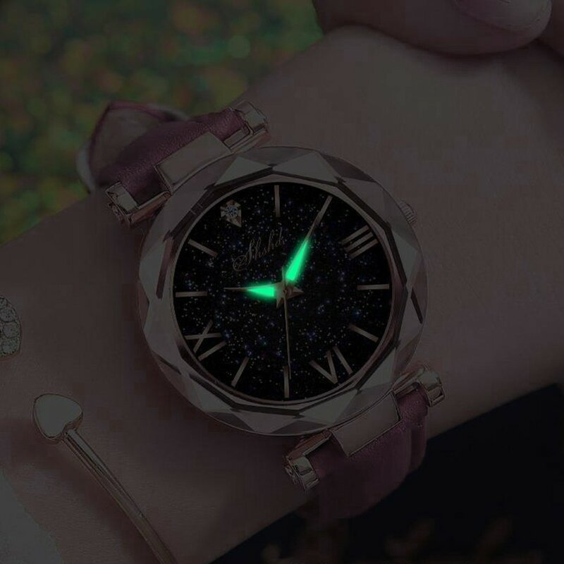 Frauen Uhren Luxus Marke Damen NEUE Quarz Armbanduhr Luminous Hände Genf Romantische Sternen Himmel Uhr EINE Uhr 2020 Reloj XQ