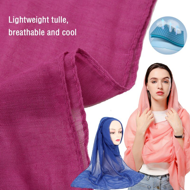 Foulard Hijab en coton fin pour femmes, écharpe de tête musulmane, châles et enveloppes, Turban, bandeau bandana, tendance 2021