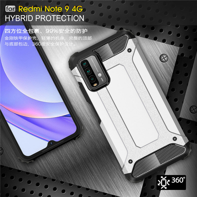 Funda de teléfono a prueba de golpes para Xiaomi Redmi 9 T, carcasa híbrida de silicona suave, armadura, 9 T, 9 T