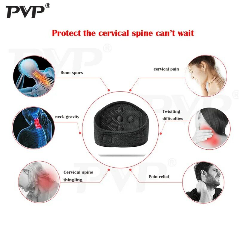PVP 1 Uds Cuidado del cuello salud soporte masajeador turmalina auto-calentamiento cinturón de cuello protección espontánea masajeador corporal de cinturón de calefacción