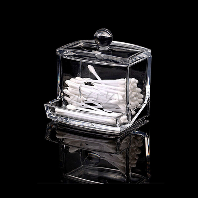 New HF Clear Acrylic Q-tip Holder Cotton Swabs Stick Box Cosmetic Makeup Storage