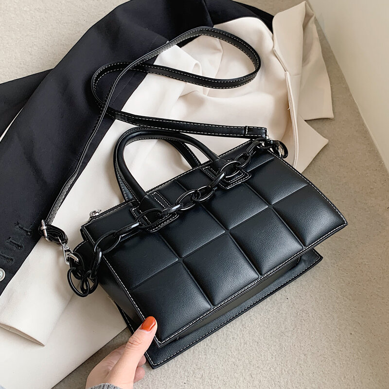 2021 موضة جديدة عالية الجودة بولي PU جلد المرأة مصمم الكتف حقيبة كروسبودي وصفت سيدة سلسلة شعرية حقائب اليد