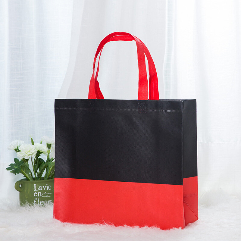 Reusable Shopping Bag Large Folding Tote Grocery Bag Convenient Storage Handbag Non-woven Fabric Waterproof Takeaway Bag