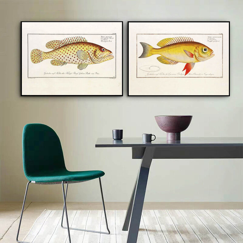 Poster Hewan Seni Retro Evolusi Ikan Lukisan Kanvas Ilmu Pengetahuan Populer Mural Dekorasi Rumah Koridor Ruang Tamu