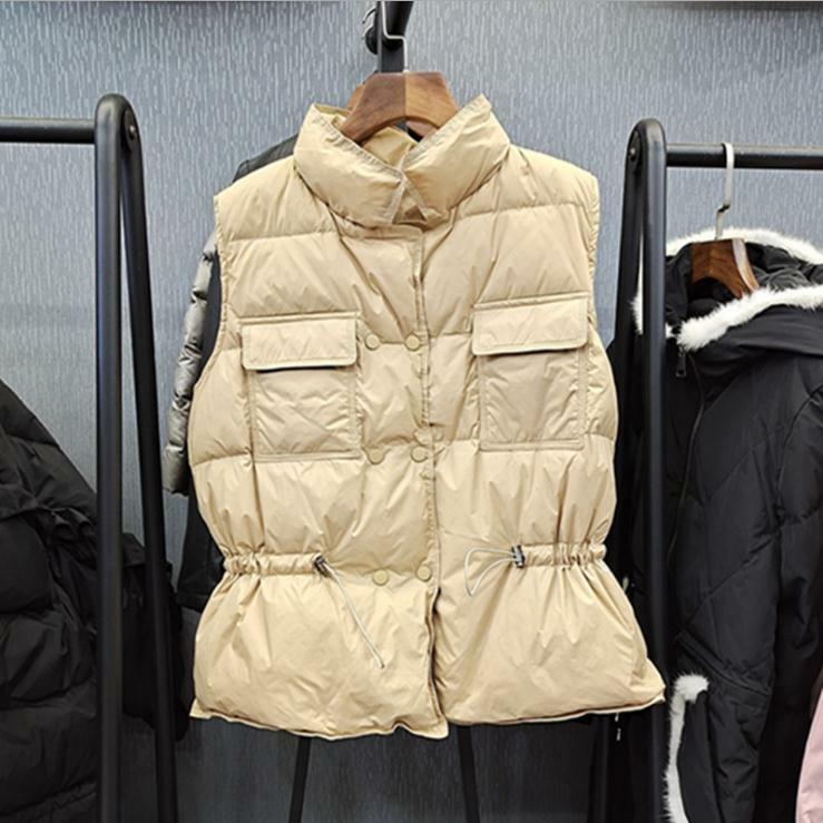 여성 겨울 가을 조끼 민소매 경량 짧은 섹션 양복 조끼 솔리드 컬러 여성 섹시한 한국 Windproof 조끼 K1501