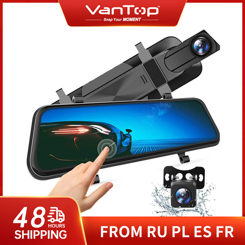 VanTop H610 10" 2.5K Mirror Dash Cam for Cars Full Touch Screen Waterproof Backup  Parking Monitor Rear View Mirror Camera