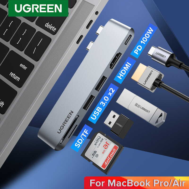 USB-хаб UGREEN, USB Type-C, HDMI, RJ45, PD 3,0, SD