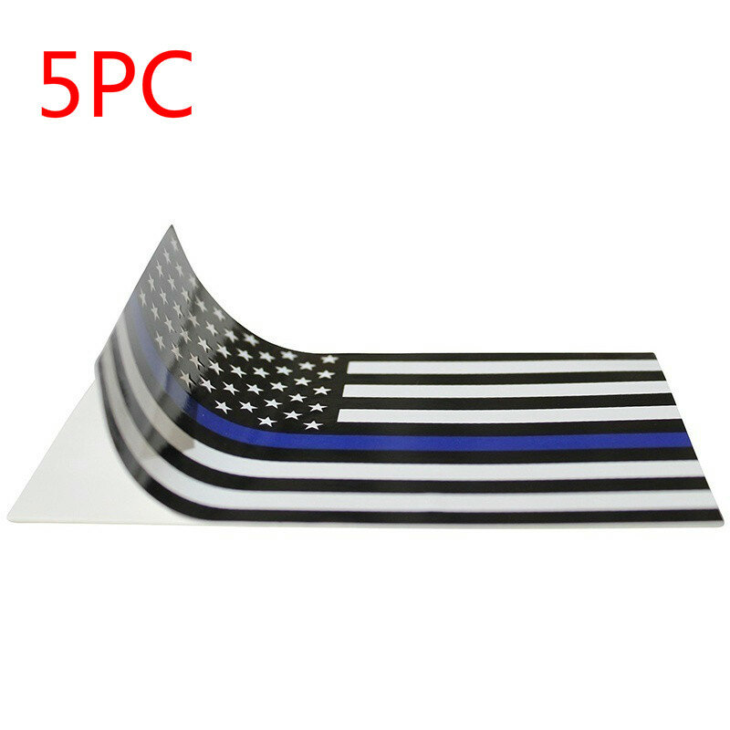 Pegatinas gráficas para ordenador de coche, etiqueta de bandera americana, línea azul fina, oficial de policía, 5 uds.
