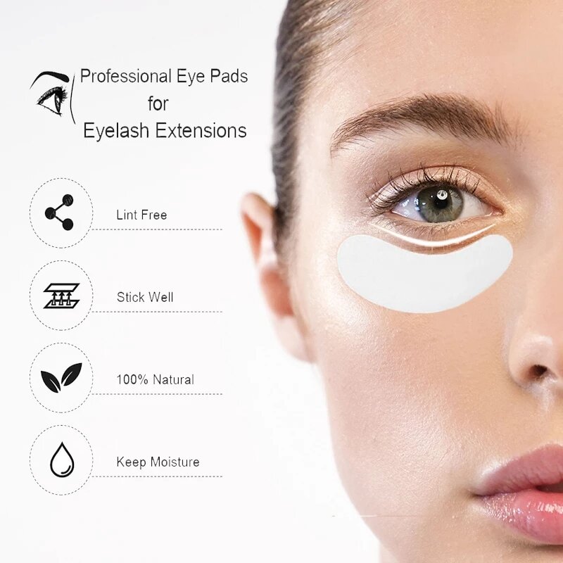 50 Pairs Patches for Building Hydrogel EyePads Eyelash Extension Paper Stickers Lint Free Under Eye Pads Makeup Supplies
