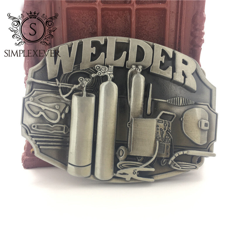 Tool Welder Belt Buckle Brand Western Belt Buckle with Pewter Finish for Mens Jeans Suitable for 4cm Width Belt Drop Shipping
