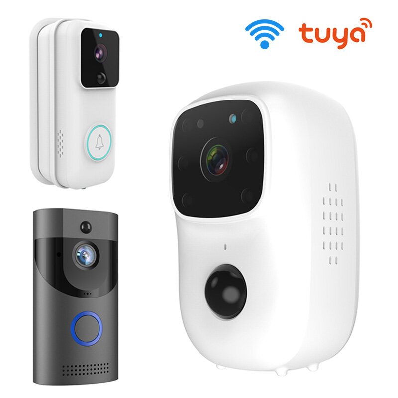 Tuya app wi fi sem fio vídeo campainha 2mp câmeras pir visão noturna gravação de segurança campainha da porta monitor suporte vídeo porteiro