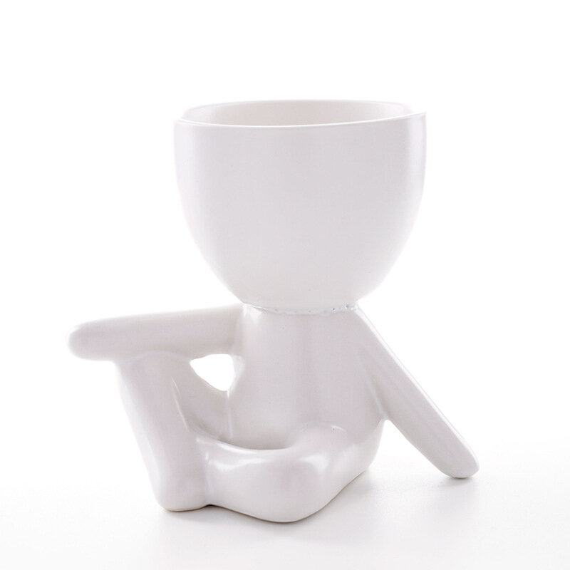 Personalizado cerámica creativa moderna estilo simple figura blanca maceta