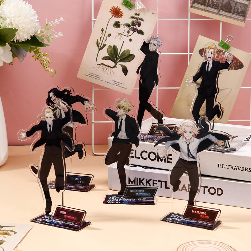 Figura de Los Vengadores de Tokio de 15cm, soporte acrílico de Manjiro Ken Takemichi Keisuke, modelo de placa de Cosplay, adornos de decoración de escritorio, regalo para fanáticos