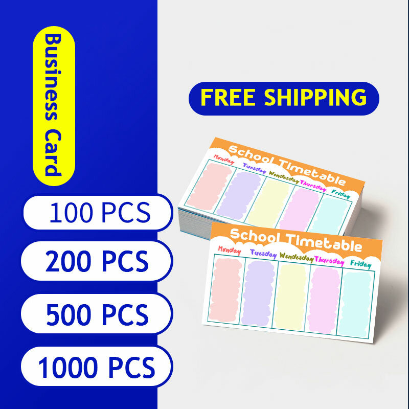 Business Card Custom Printable 300Gsm Round corner 100/ 200/500/1000/Lot Colorful Visiting Tags Logo Printing