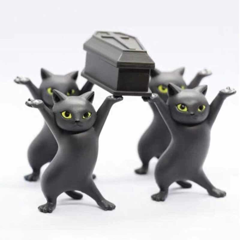 Cat pen holder black cat with coffin bracket Kids Funny Cat Pen Holder Kids Adult Doll Toy Gift Weightlifting Cat Pen holders