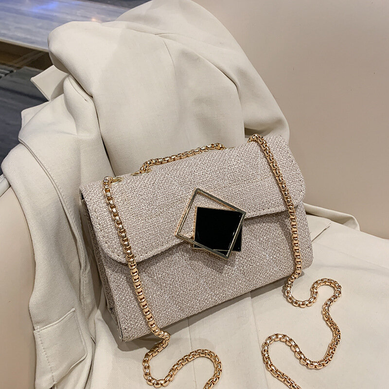 Embroidery Thread Chain Bag 2021 Winter Ladies Lock Small Square Bag Shoulder Female Messenger Bag Bolso Mujer Sac Epaule