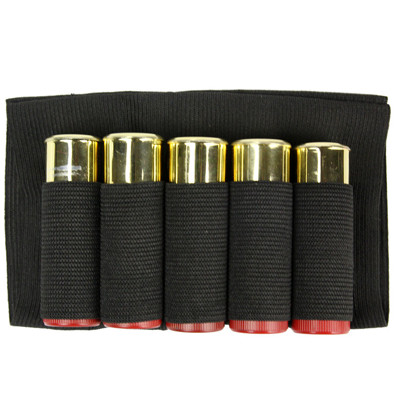 5 Ronde Shotgun Ammo Carrier Shell Houder 12/20 Ga Militaire Bandolier Carrier Pouch Airsoft Rifle Jacht Shotgun Shell Houder