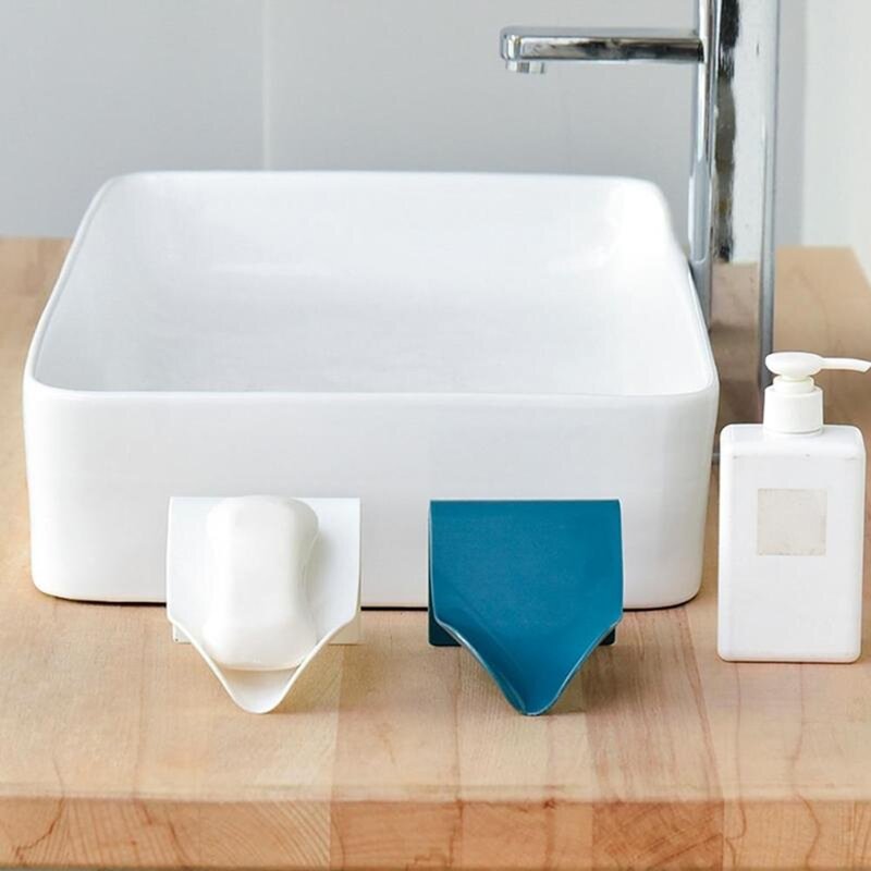 1pc石鹸ホルダー浴室のシャワーボックスディッシュプレートキッチンスポンジトレイ壁掛け棚シンプルな北欧ドレインラックオーガナイザー