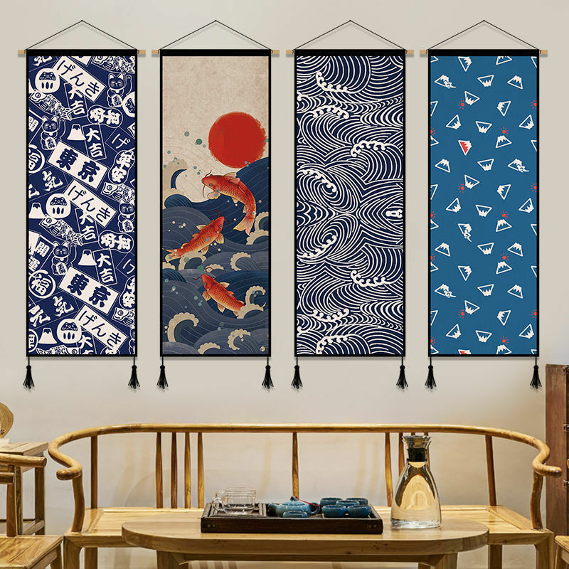 Nhiều Kích Thước Nhật Bản Ukiyo Thảm Vải Nghệ Thuật Nền Trang Trí Tường Tranh Phòng Ăn Học Treo Vải Thảm Phủ Taplo