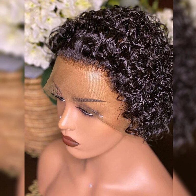 Wholesale 5-10 Pcs Short Pixie Bob Lace Wig Curly 13x1 Lace Closure Human Hair Wigs Remy Curly Lace Frontal Wig Jarin Hair