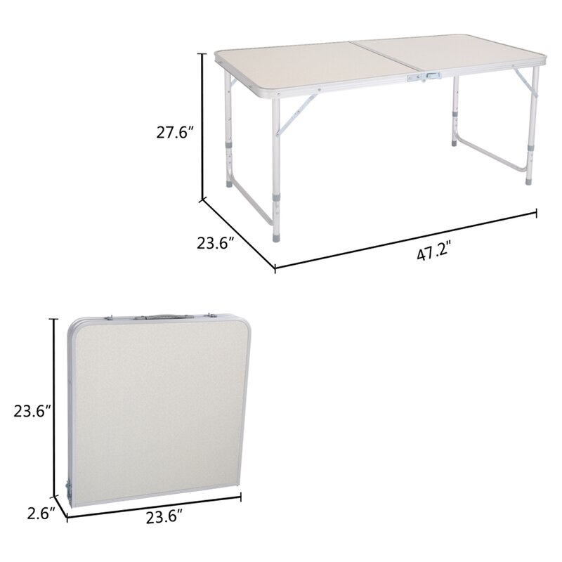 Tavolo pieghevole multiuso portatile 120X60X70 4Ft bianco adatto per riunioni di famiglia e picnic
