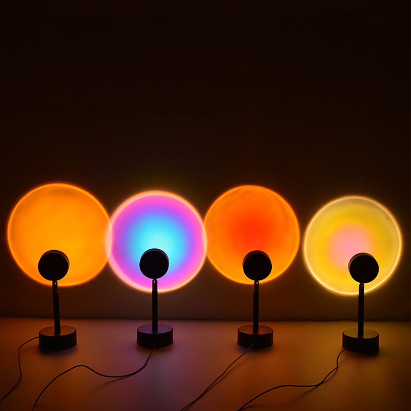 Rainbow Sunset Projection Lamp LED Night Light Table Lamp Bedroom Living Room Bar Wall Decoration Lighting Atmosphere Lamp