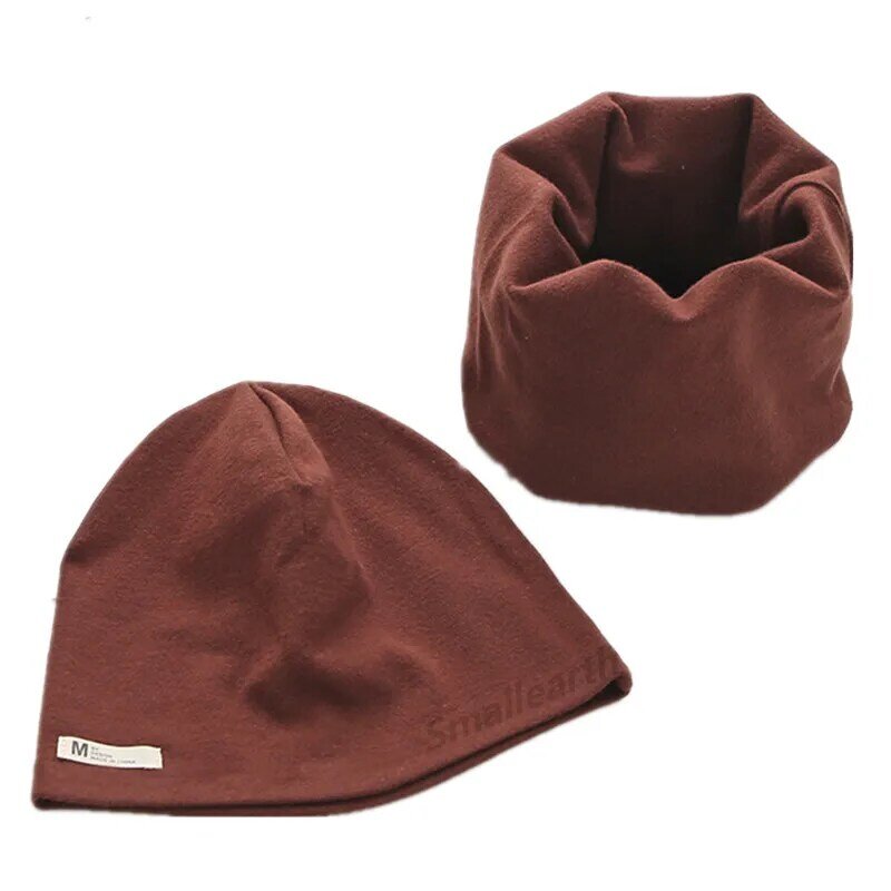 Chapéu e cachecol para meninos e meninas, outono e inverno, quente, capa de cabeça, de algodão, pelúcia, para bebês, conjunto, 2020