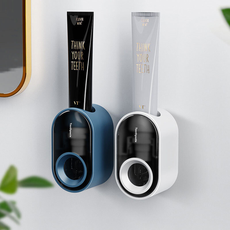 Automatic Auto Toothpaste Dispenser Toothpaste Squeezer Toothbrush Rack Wall Mounted Dust-proof Toothbrush Holder