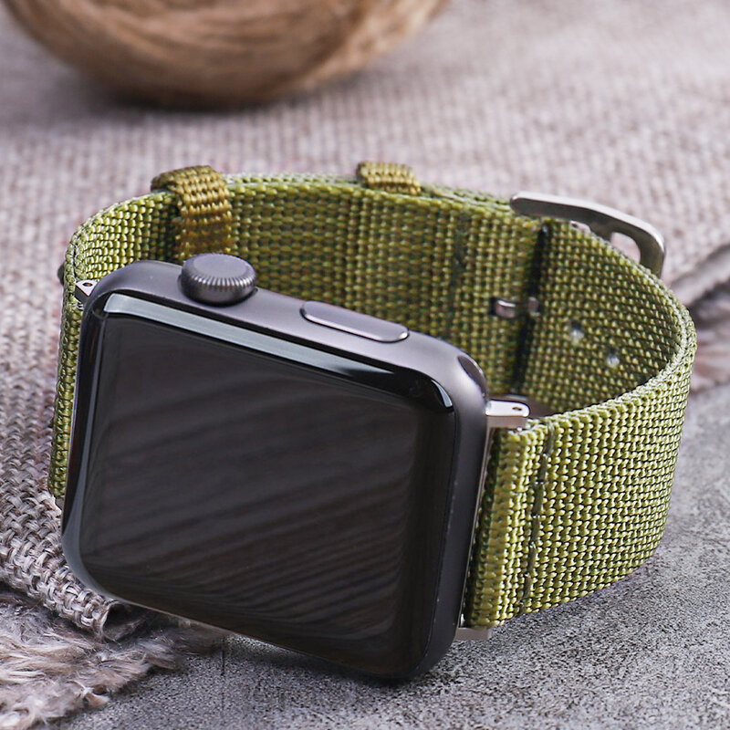 Ремешок нейлоновый для Apple watch band 44 мм 42 мм 40 мм 38 мм, плетеный нейлоновый мужской женский браслет для часов iwatch 654321 SE series