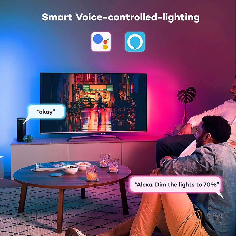 Striscia luminosa a led intelligente per TV,DC5V USB, telecomando, 16 milioni di colori, luci a led per set da tavolo, retroilluminazione TV, luce TV a LED