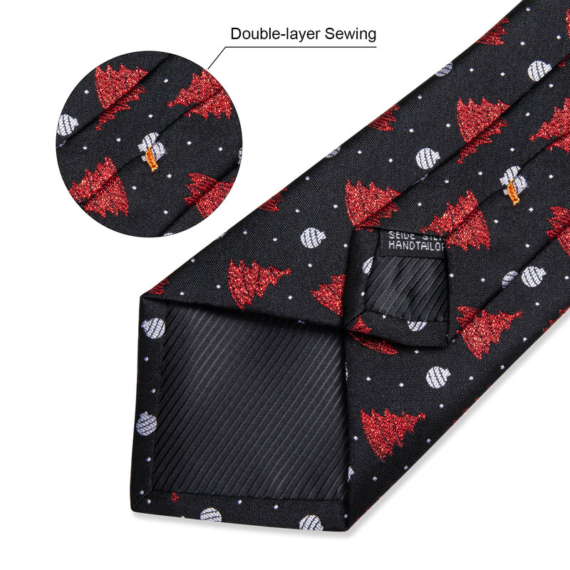 DiBanGu – cravates de noël pour hommes, 8cm de large, noires, 100%, ensemble cravate en soie, accessoires, coffret cadeau