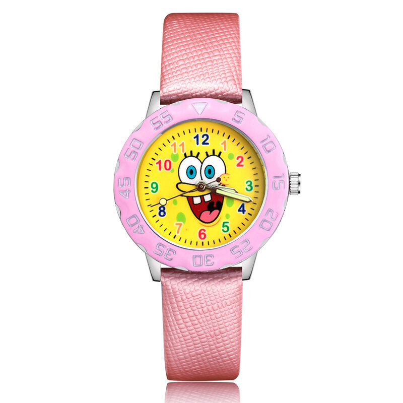 Модные Симпатичные Мультяшные Стильные Детские кварцевые наручные часы для девочек и мальчиков с кожаным ремешком Clcok JM186