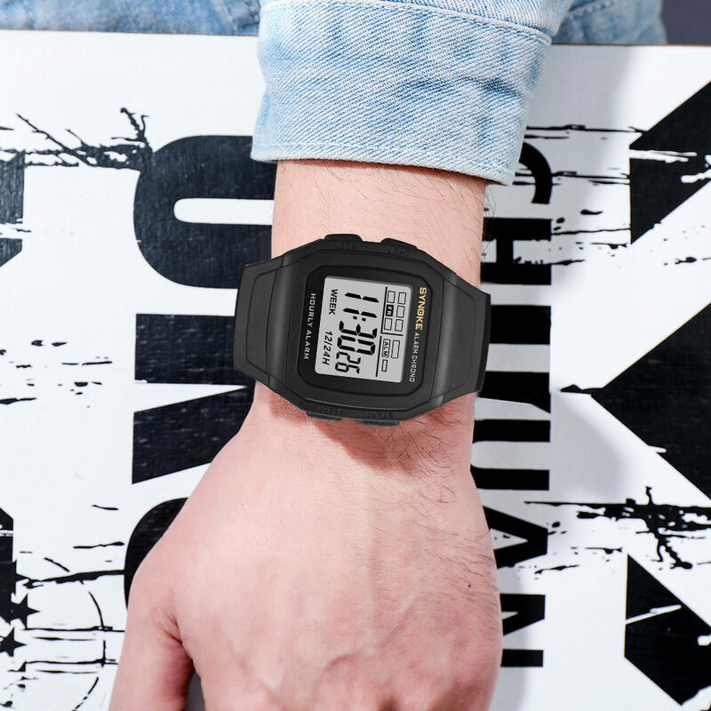SYNOKE – montre numérique pour hommes, horloge électronique, étanche, décontractée, carrée, LED, sport