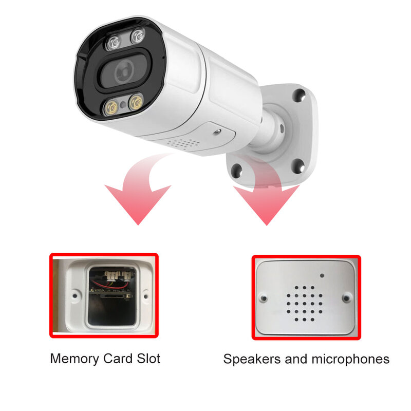 IP 카메라 5MP PoE 방수 컬러 나이트 비전 SD 카드 슬롯 Onvif bullet 홈 Simicam 사람 감지 비디오 감시