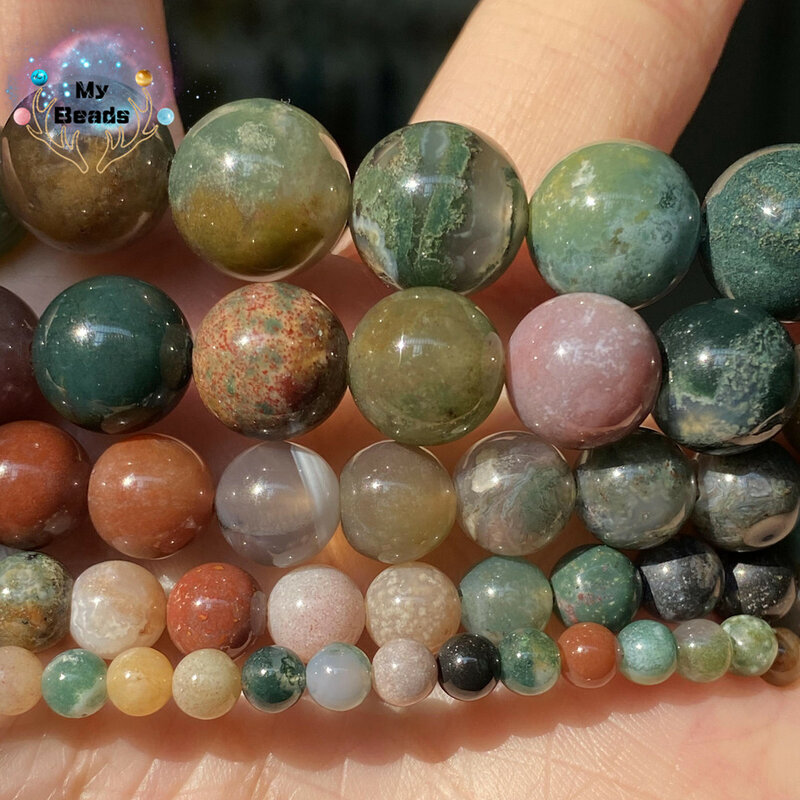 Perles en pierre d'agate indienne naturelle, rondes et mates, à facettes, pour la fabrication de bijoux, accessoires de breloques pour colliers et bracelets, Diy, 15 pouces
