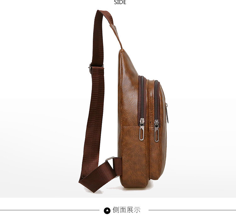 Нагрудная сумка для мужчин, повседневная легкая сумочка на одно плечо из искусственной кожи, маленькая дизайнерская сумка через плечо с защ...