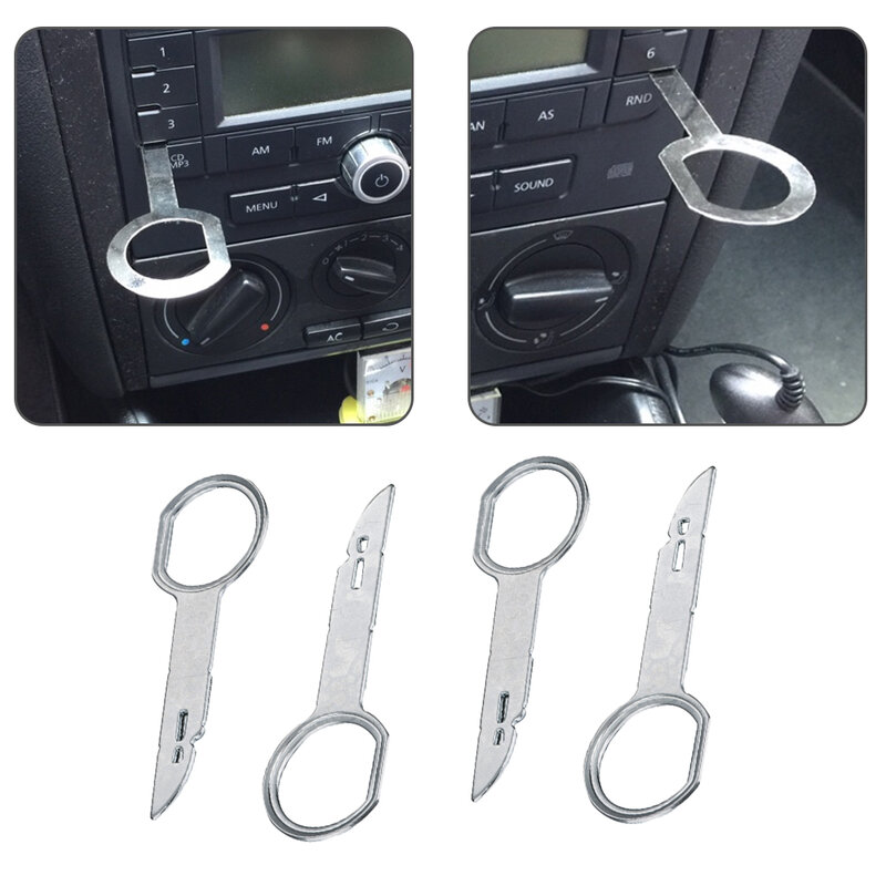 Car Styling 4Pcs Radio Removal Key Pin Tool Stereo Head Unit Audio Tools For VW Audi Keys Extraction Tools Car Accessories