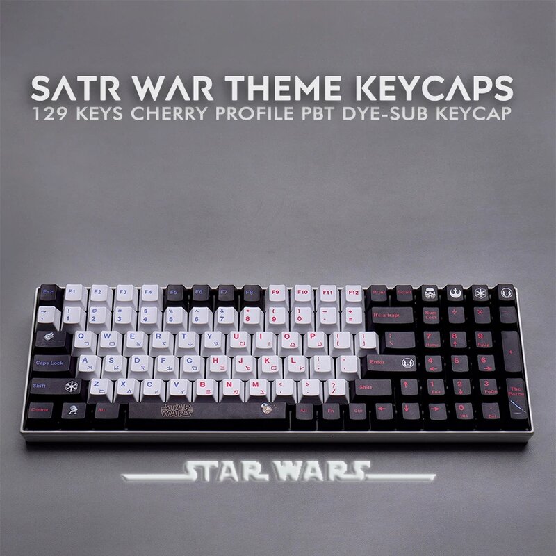 129 chaves cherry profile keycaps pbt dye-sub keycap para teclado de jogo mecânico estrela guerra tema personalizado chave boné