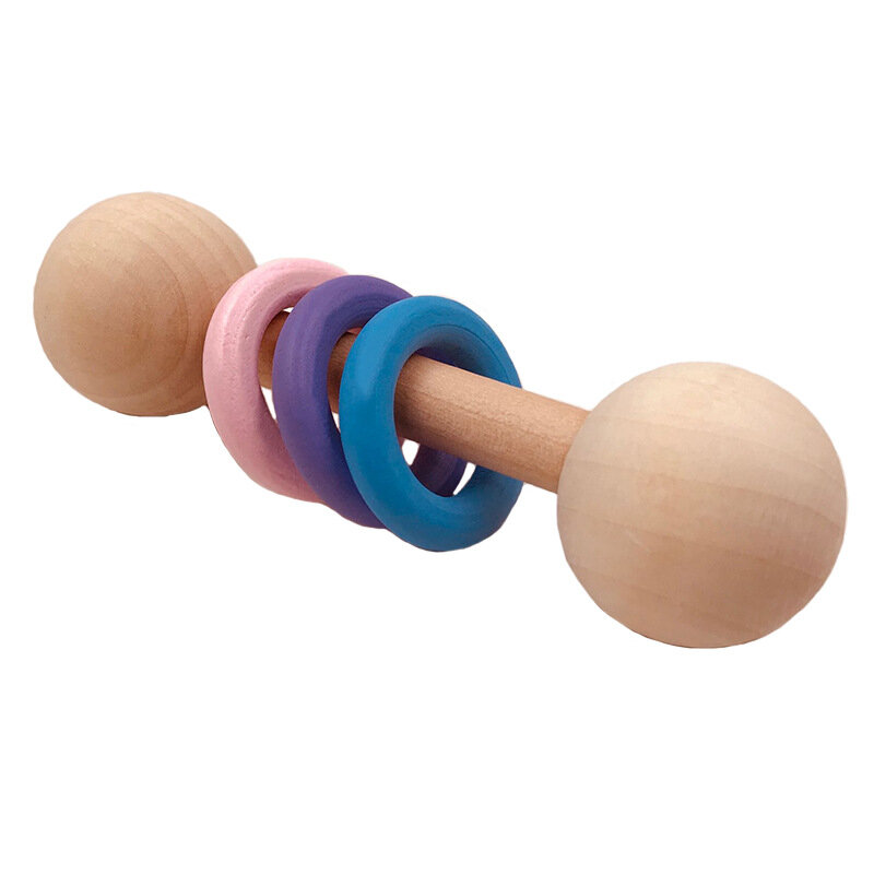 Drewniane gryzaki dzwony grzechotka dla dzieci kulki silikonowe drewniane dzwonki do grzechotki Food Grade smoczek drewniane gryzaki zabawki dla noworodków