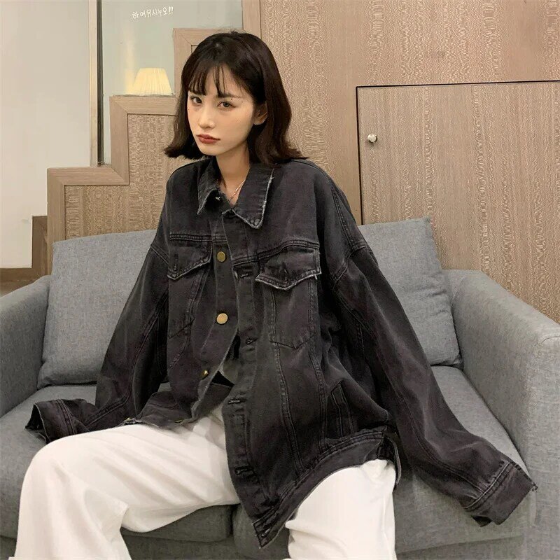 Veste en jean large pour femmes, tendance, nouvelle collection automne 2021