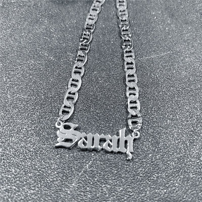 DIY Angepasst Name Halskette Edelstahl Benutzerdefinierte Anhänger Personalisierte Englisch Brief Schmuck Hip Hop Kette Geschenk für Frauen