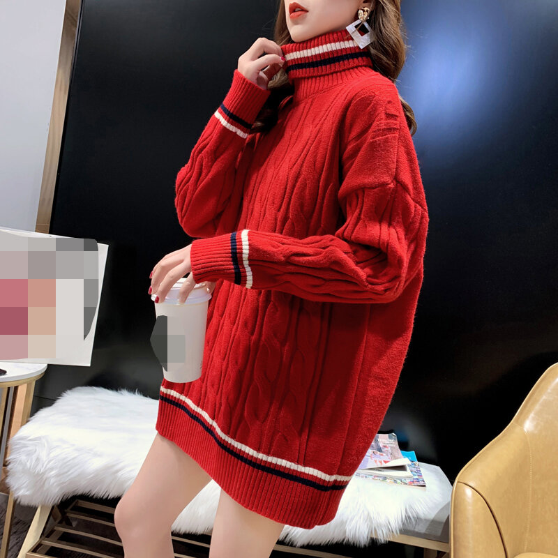 Retro Japanese sweater women's autumn and winter 2020 new Korean loose turtleneck sweater top plus size  Pullovers