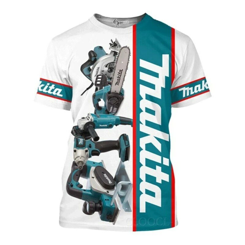 Новейшая Мужская футболка с 3D-принтом Makita Tools, летние футболки с принтом в стиле Харадзюку, повседневные футболки оверсайз с коротким рукаво...