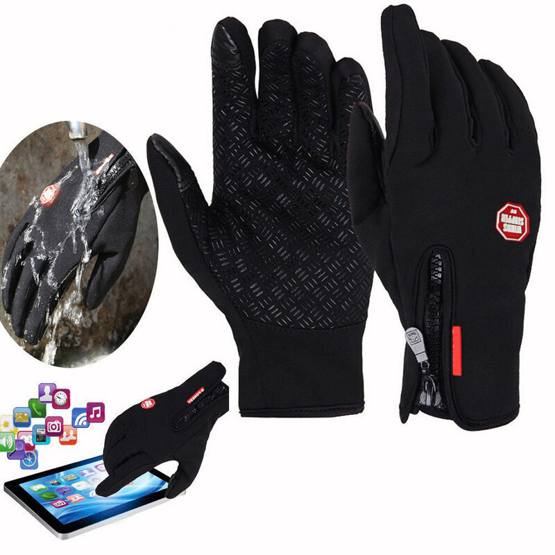 Touch Screen Winter Gloves Men Women Waterproof Windproof Warm Zipper Outdoor Sports Gloves Ski Motorcycle Cycling Gloves